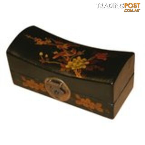 Medium Black Painted Flora Chinese Jewellery Box