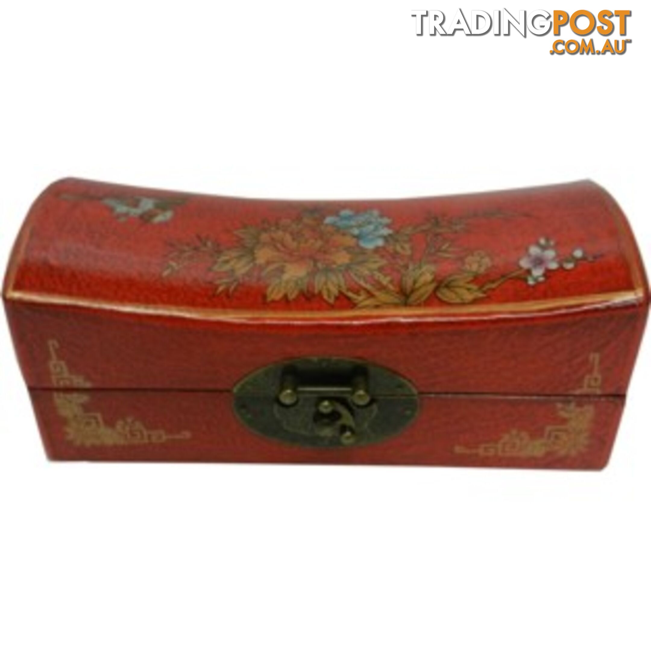 Medium Red Hand Painted Flora Chinese Jewellery Box