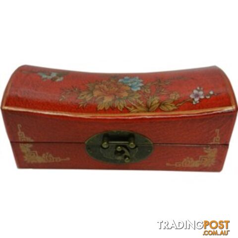 Medium Red Hand Painted Flora Chinese Jewellery Box