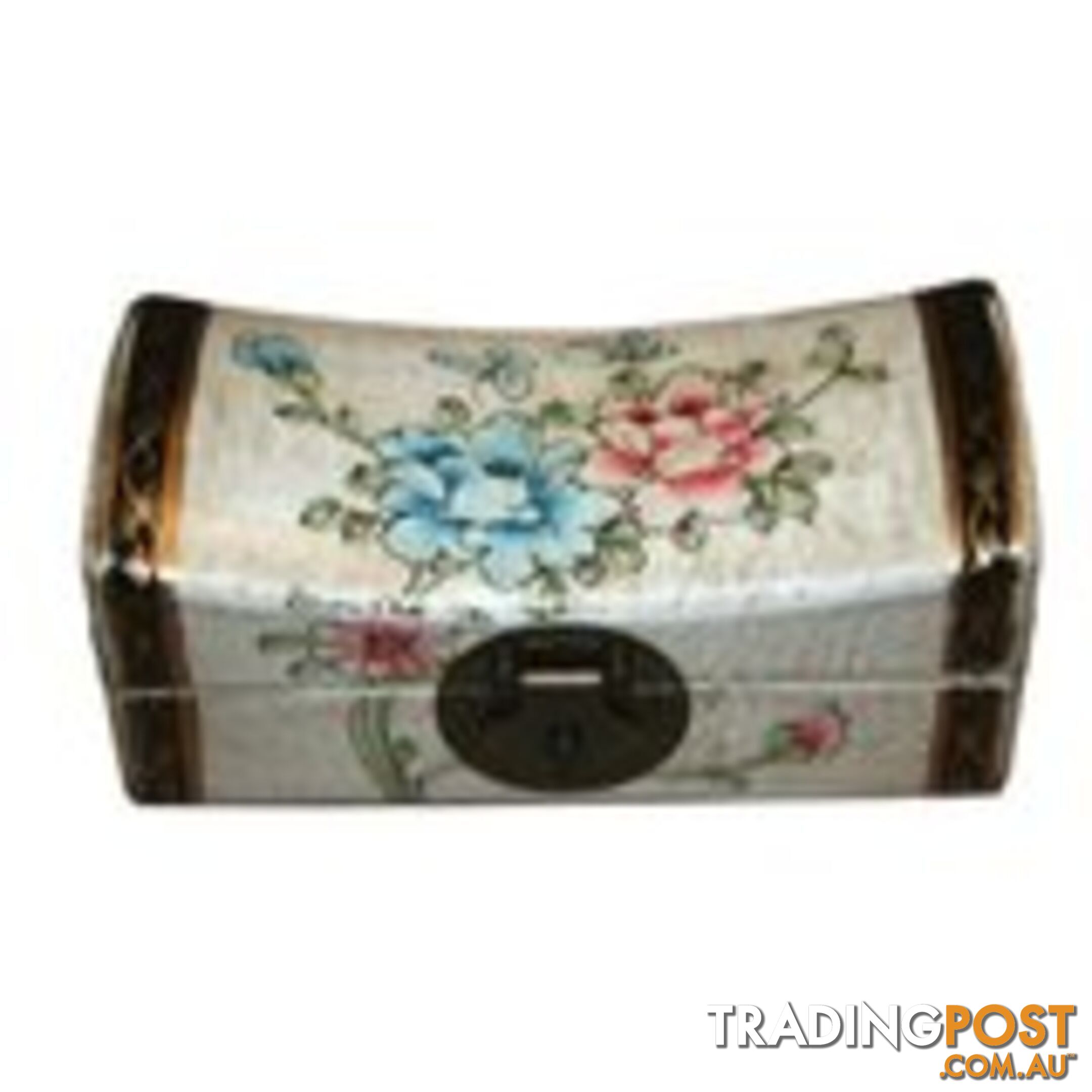 White Painted Flora Chinese Jewellery Box