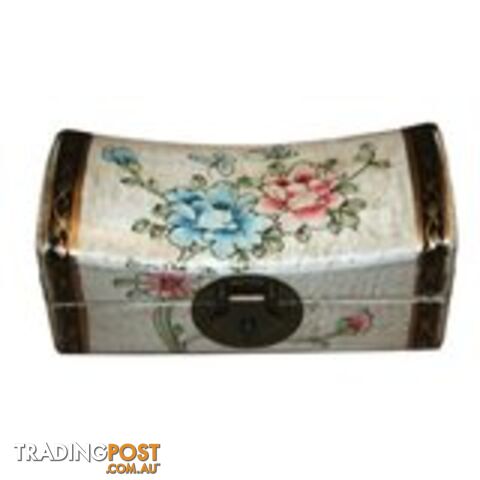 White Painted Flora Chinese Jewellery Box