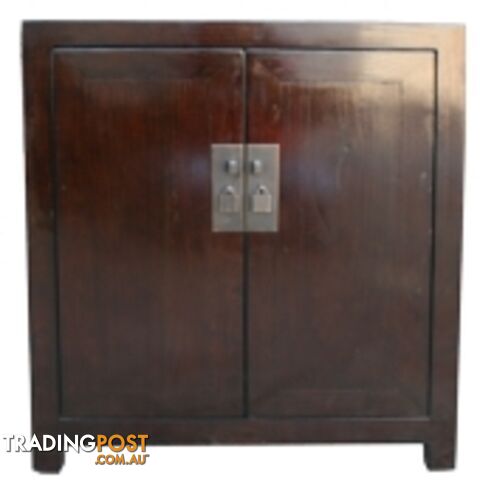 Chinese Brown Lacquer Wide Bedside Table