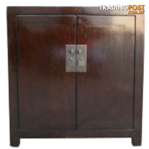 Chinese Brown Lacquer Wide Bedside Table