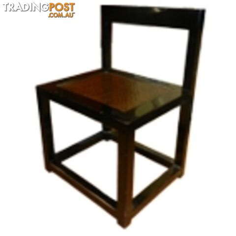 Black Lacquer Rattan Seat Dining Chair