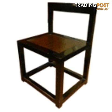 Black Lacquer Rattan Seat Dining Chair