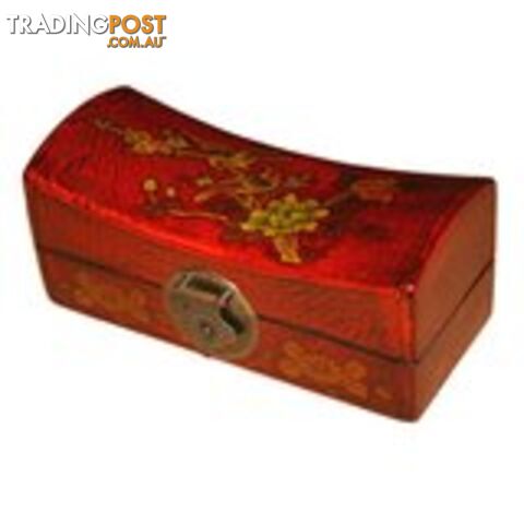 Medium Red Painted Flower Chinese Jewellery Box