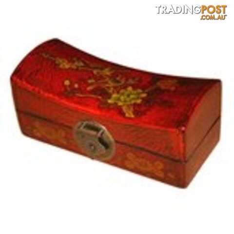 Medium Red Painted Flower Chinese Jewellery Box