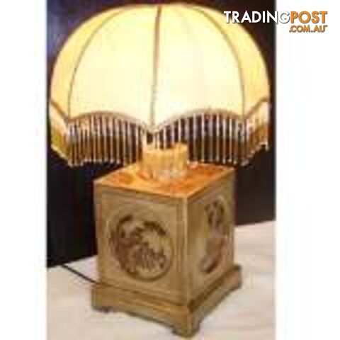 Creamy Square Base Oriental Lamp with Lampshade