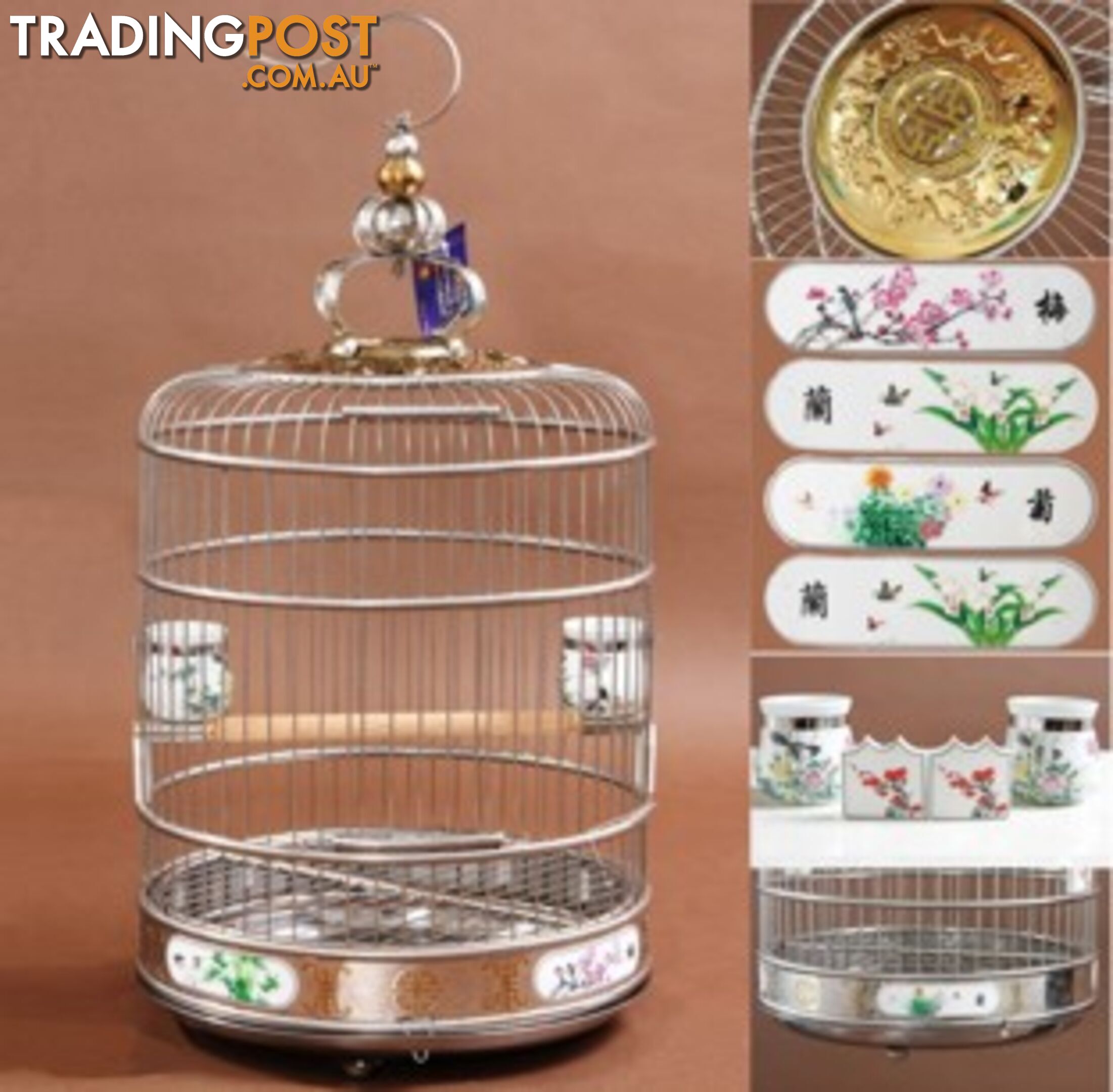 Stainless Steel Bird Cage Deluxe 38cm