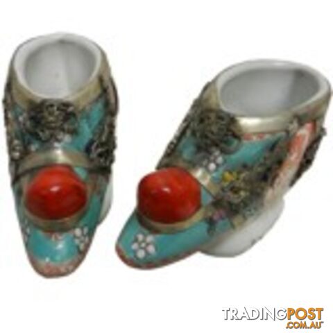 Pair of Chinese Porcelain Decor Shoes