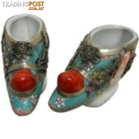 Pair of Chinese Porcelain Decor Shoes