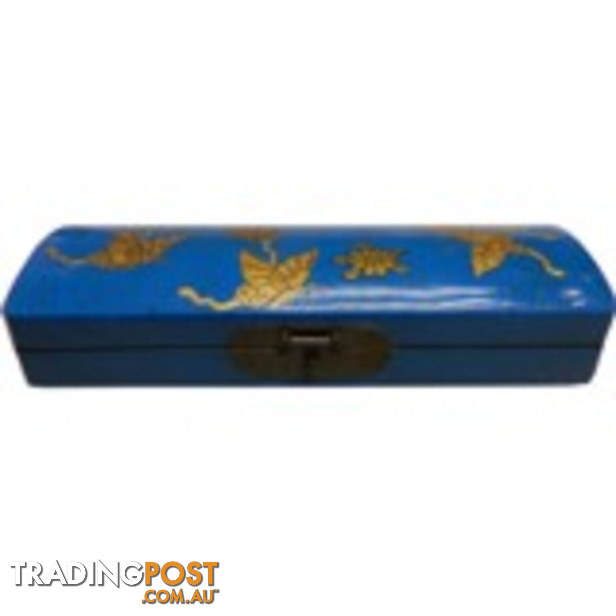 Blue Oriental Embossed Butterfly Pencil Case