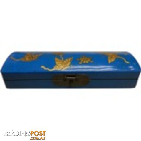 Blue Oriental Embossed Butterfly Pencil Case