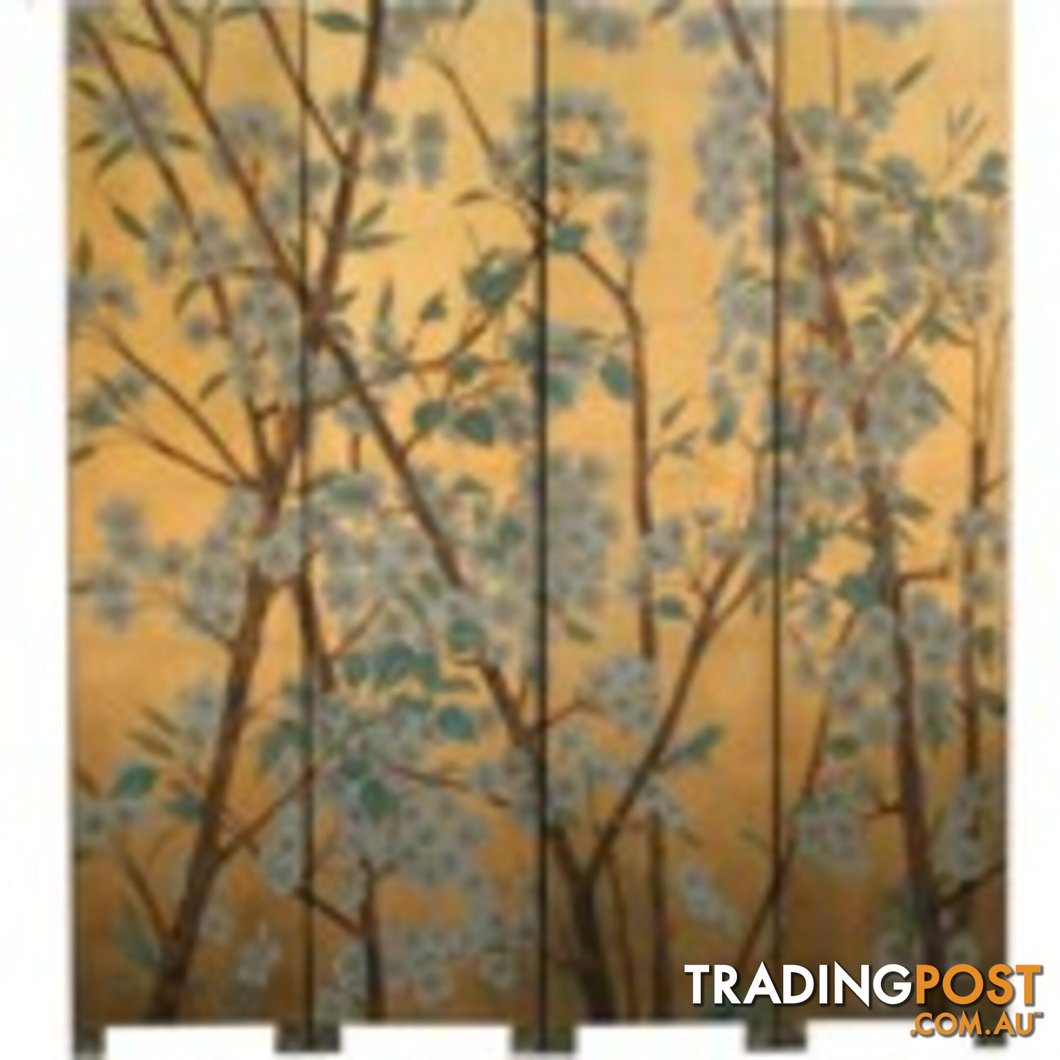 Wild Flower Chinese Room Divider Screen - Gold Leaf Background