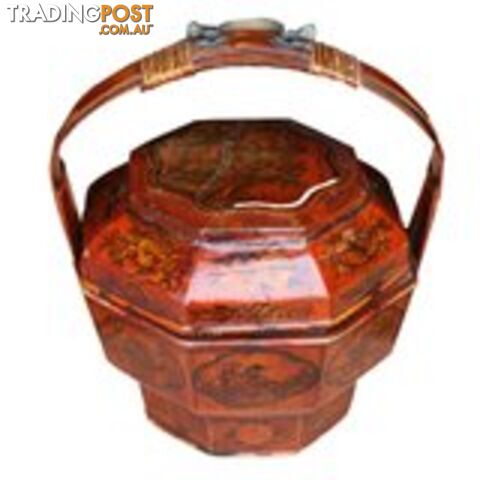 Red Painted Chinese Antique Basket