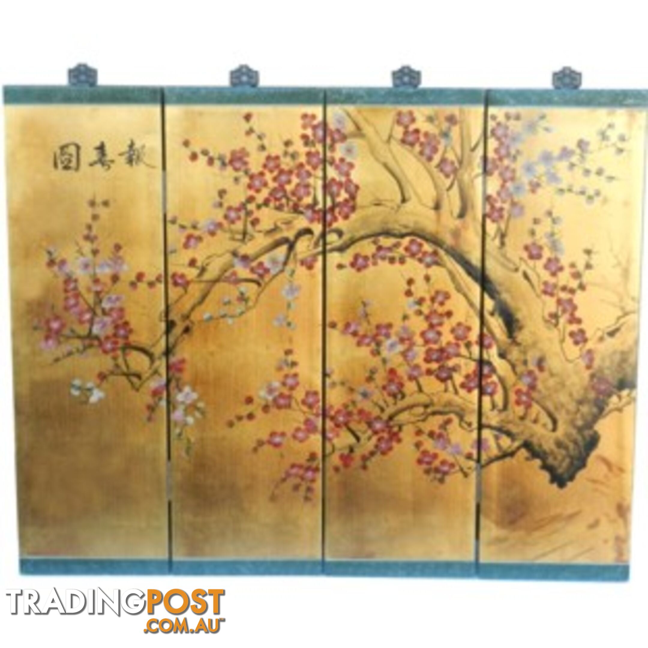 Chinese Gold Cherry Blossom Wall Panels Hanging Screen