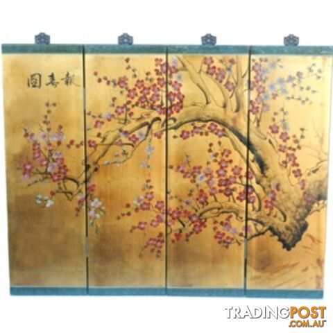 Chinese Gold Cherry Blossom Wall Panels Hanging Screen