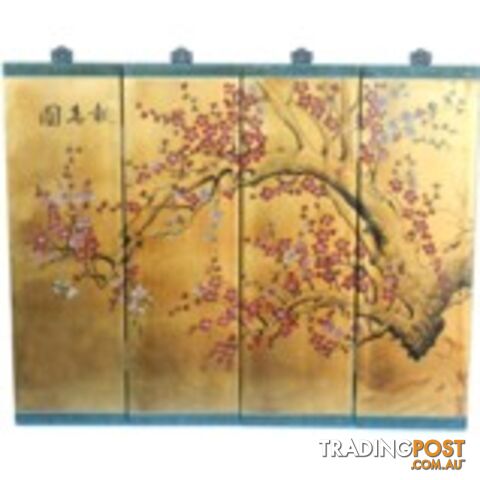 Chinese Gold Cherry Blossom Wall Panels Hanging Screen