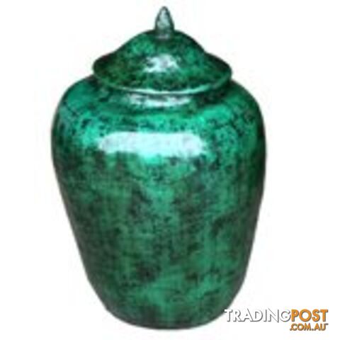 Green Decorative Ginger Jar with Lid