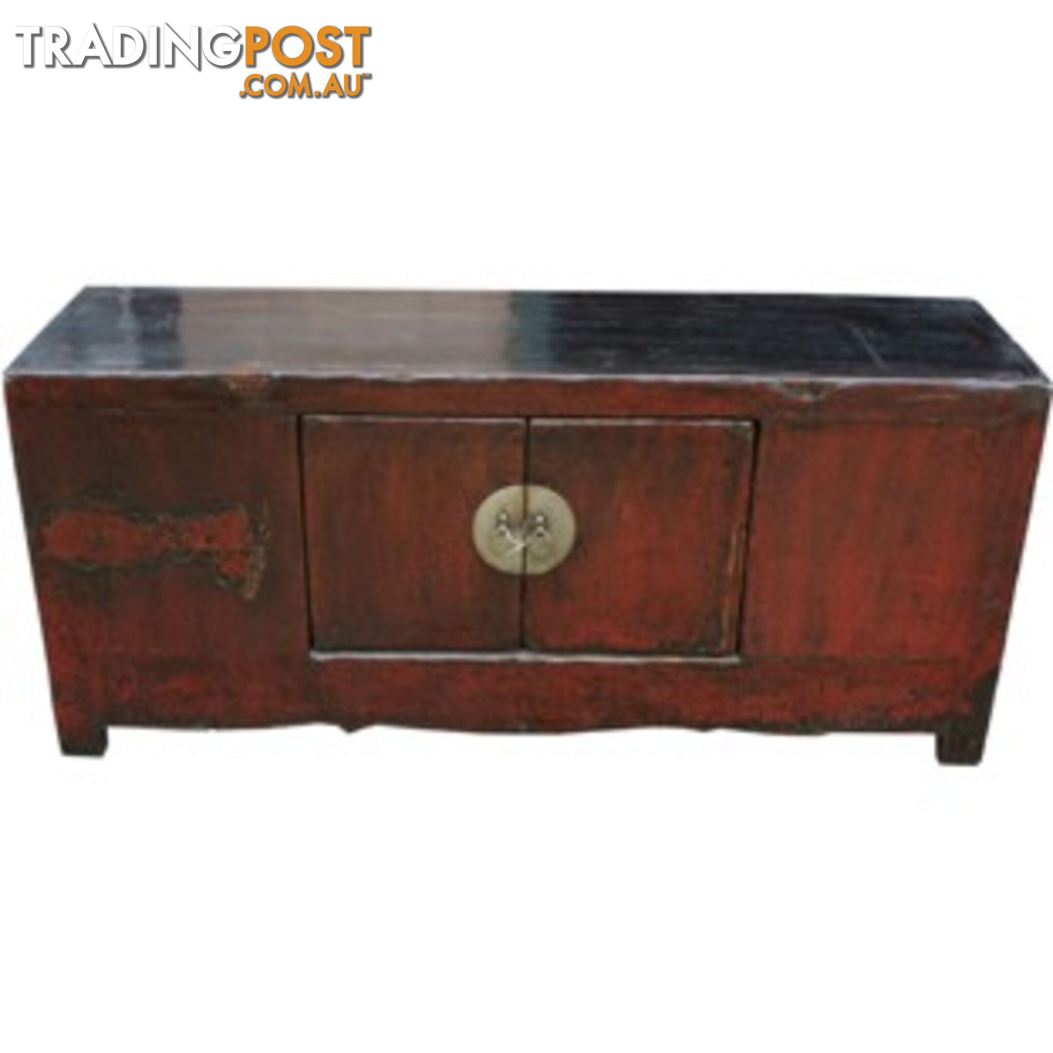 Red Chinese Antique Low Sideboard