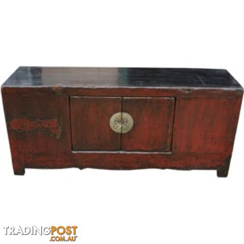 Red Chinese Antique Low Sideboard