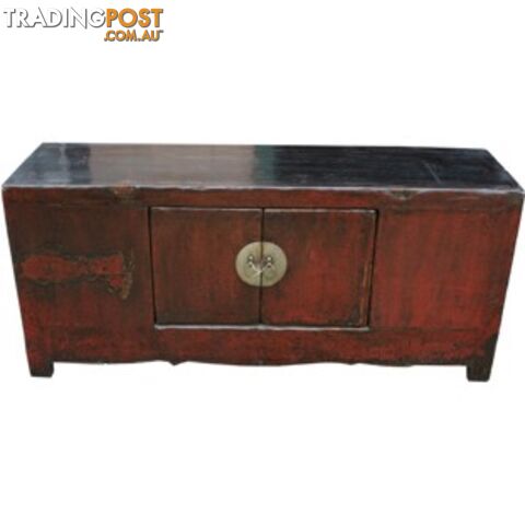 Red Chinese Antique Low Sideboard