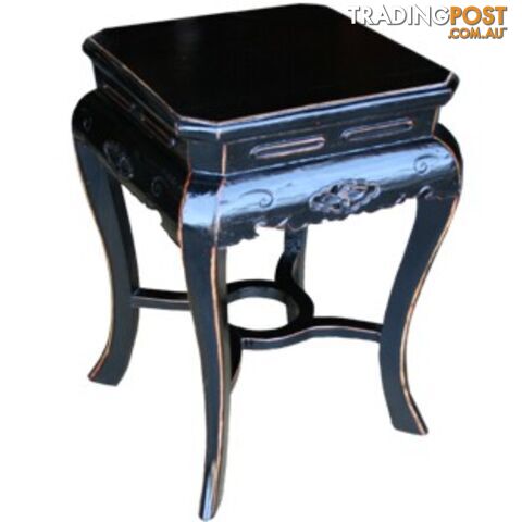 Black Chinese Square Round Stool