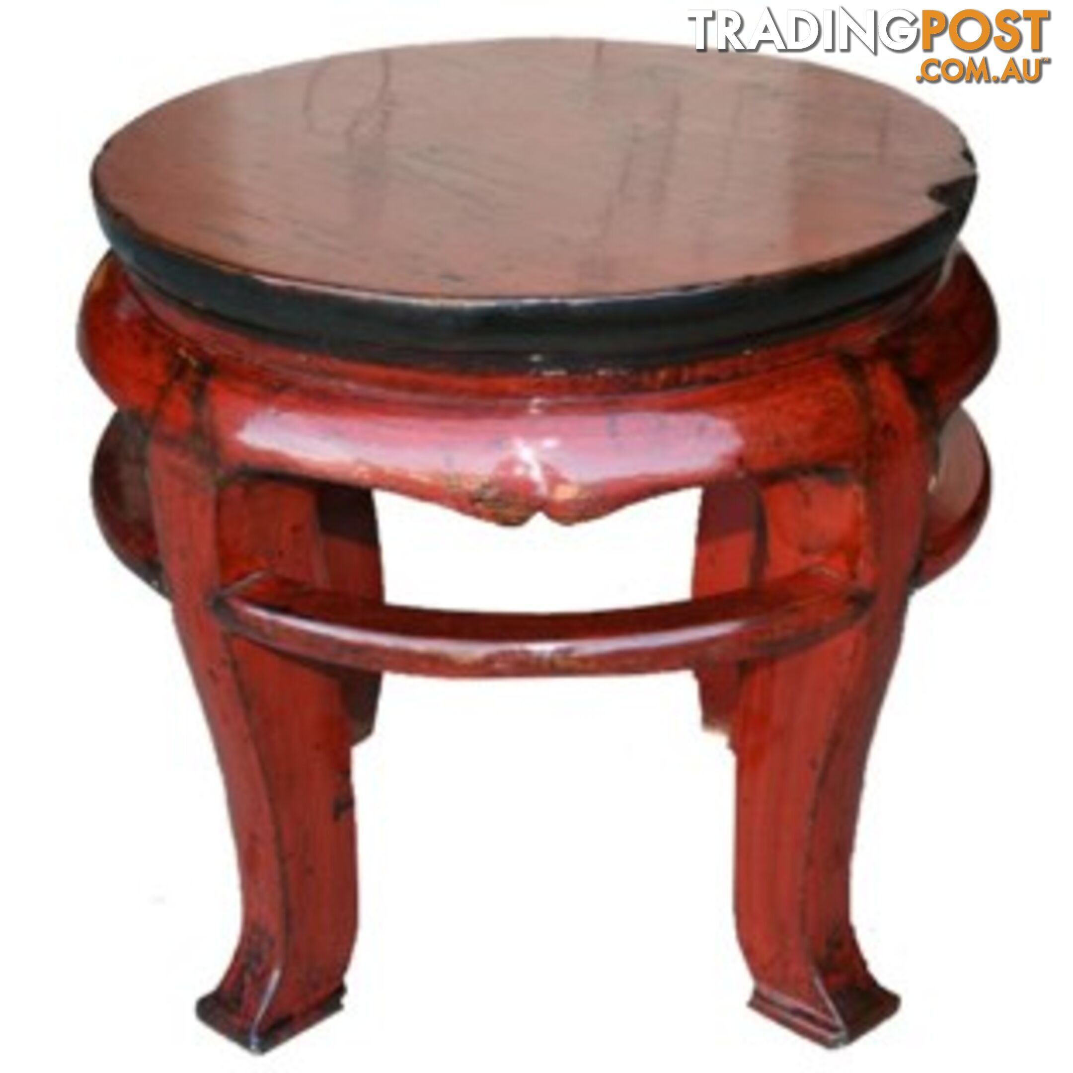 Original Red Chinese Round Stool Side Table