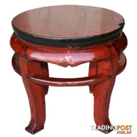 Original Red Chinese Round Stool Side Table