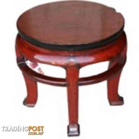 Original Red Chinese Round Stool Side Table
