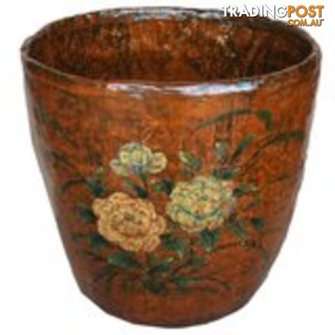 Chinese Vintage Decorative Barrel with Painting - Flower
