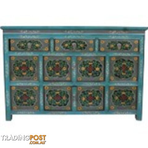 Chinese Antique Tibetan Painted Sideboard Cabinet