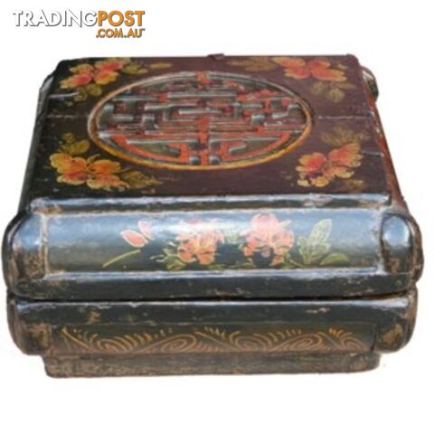 Antique Chinese Square Carved Wood Box - photo 2 of 2