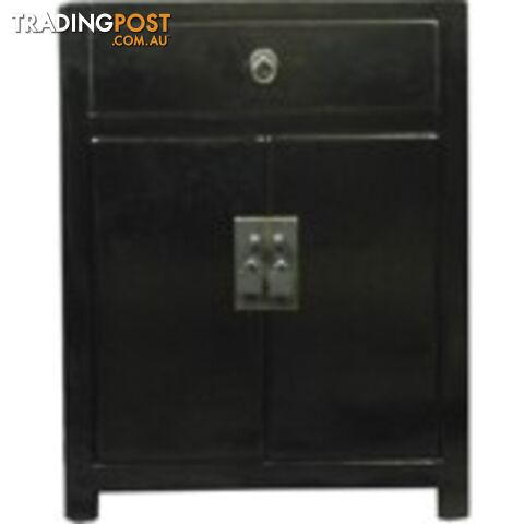 Black Lacquered Bedside Table