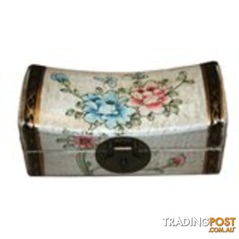 White Hand Painted Flora Chinese Jewellery Box