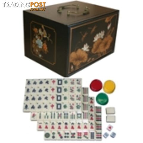 Mahjong Set in Four Drawers Black Painted Case