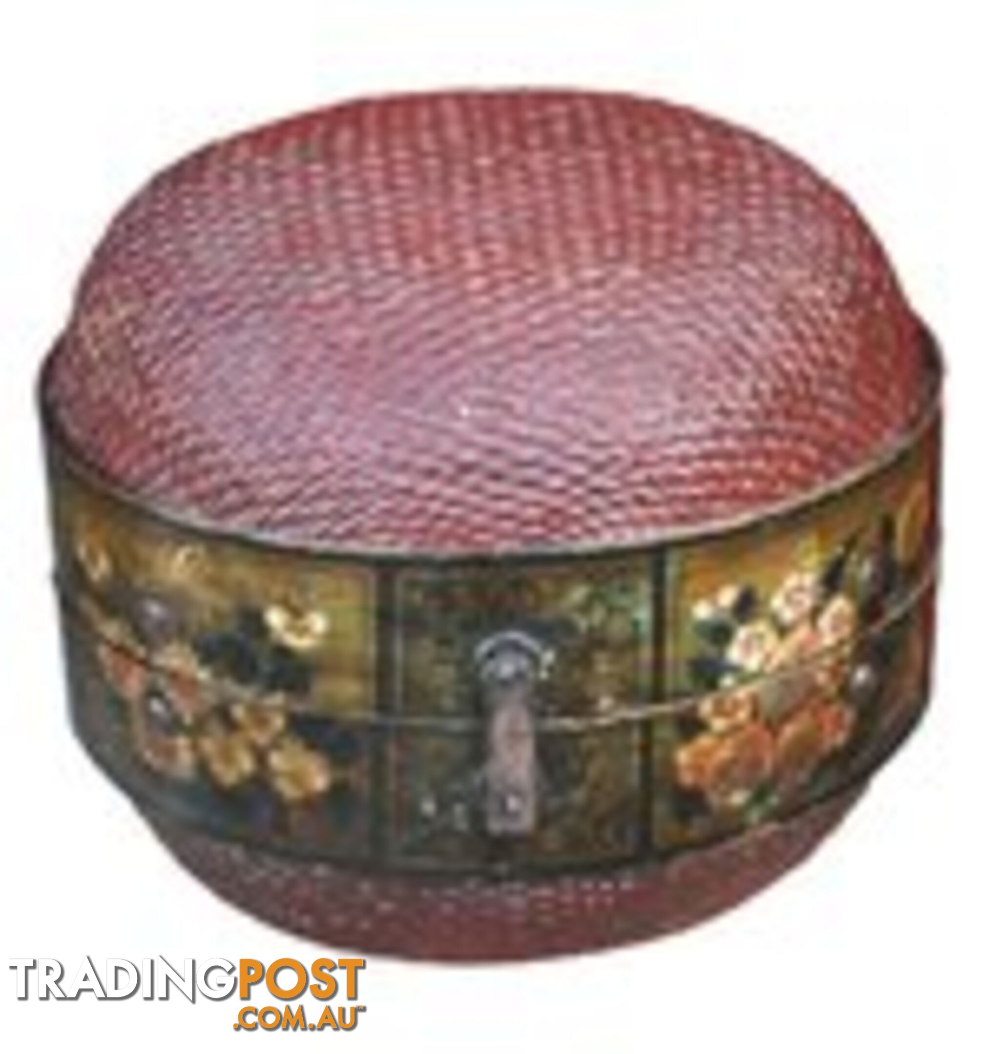 Original Round Woven Storage Basket w/ Painted Wooden Frame