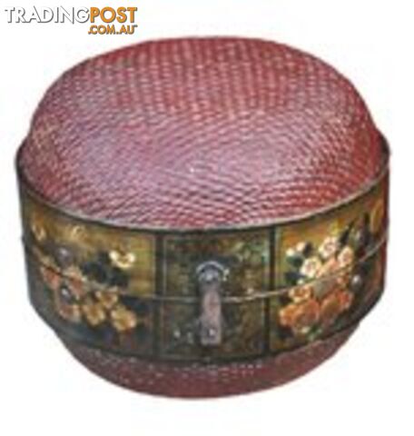 Original Round Woven Storage Basket w/ Painted Wooden Frame