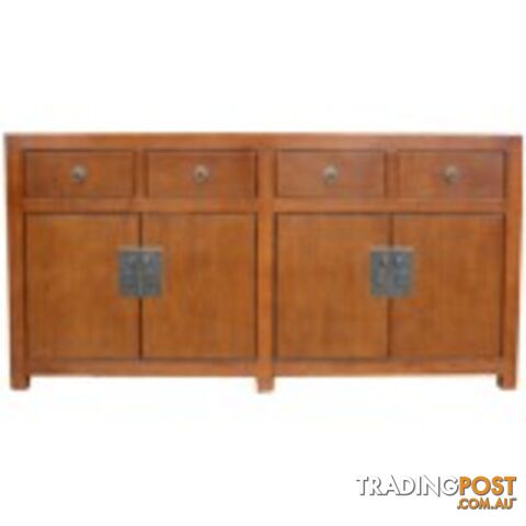 Brown Lacquer Oriental Sideboard Buffet