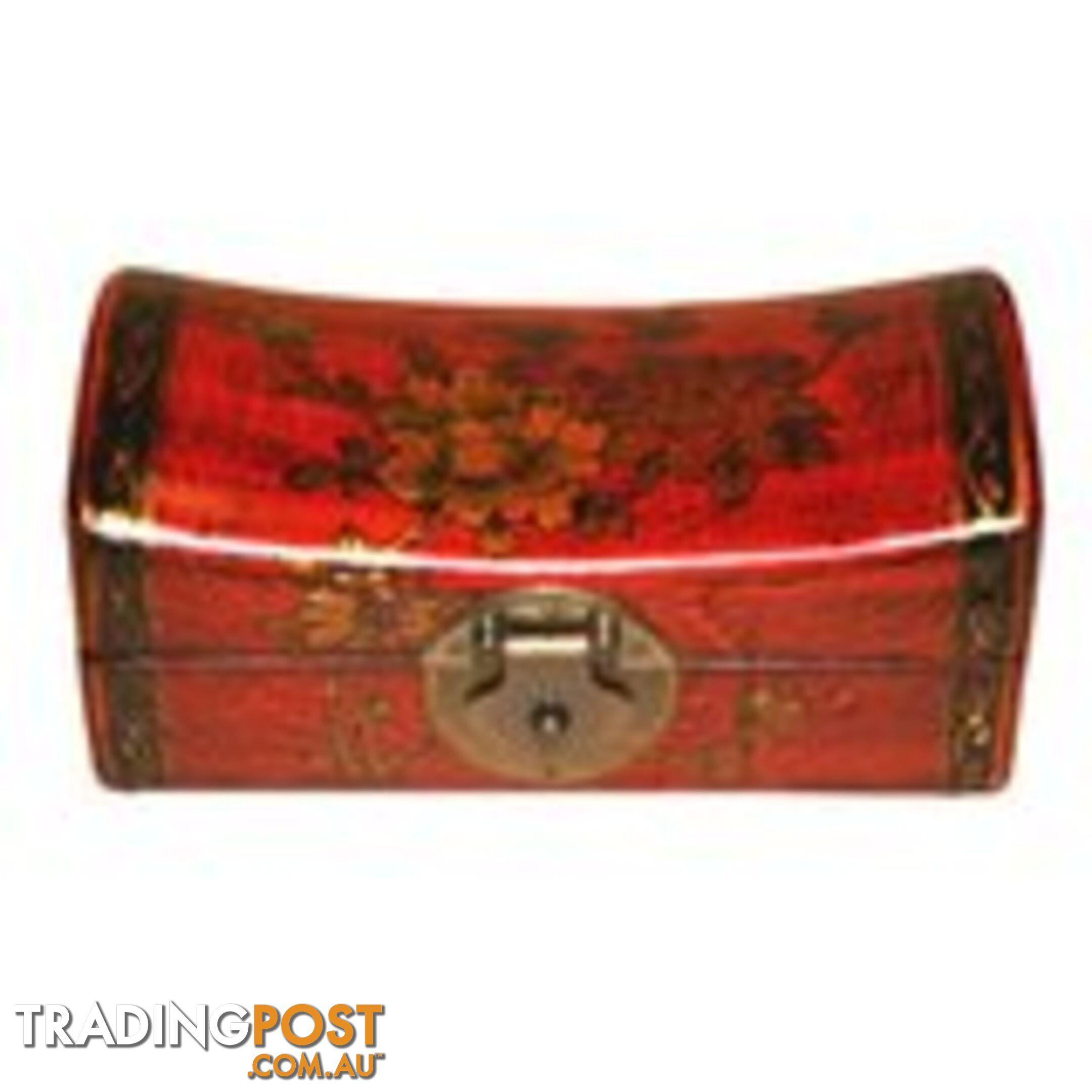 Red Hand Painted Flora Chinese Jewellery Box