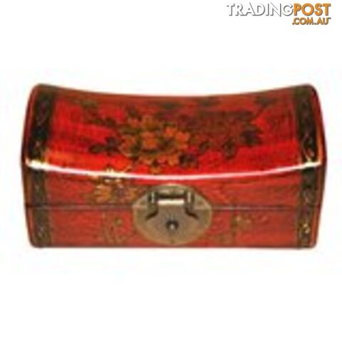 Red Hand Painted Flora Chinese Jewellery Box
