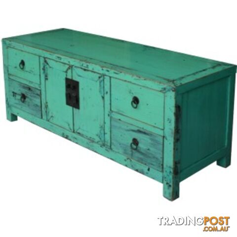 Green Lacquered Wood Low Sideboard Buffet