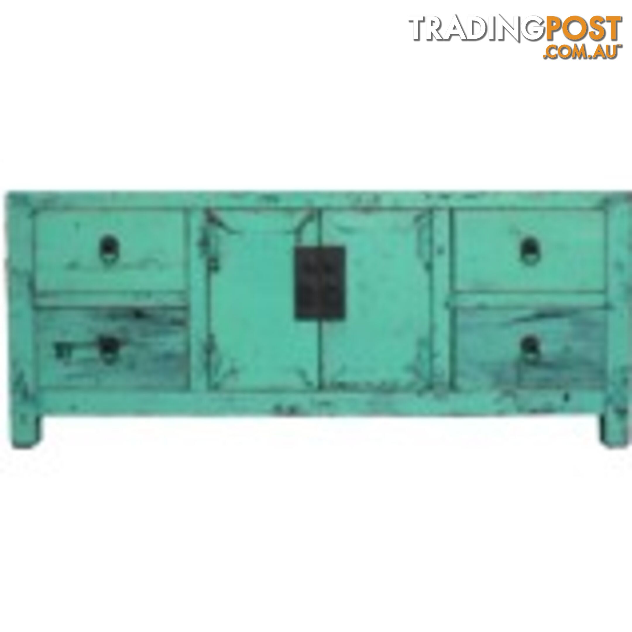 Green Lacquered Wood Low Sideboard Buffet