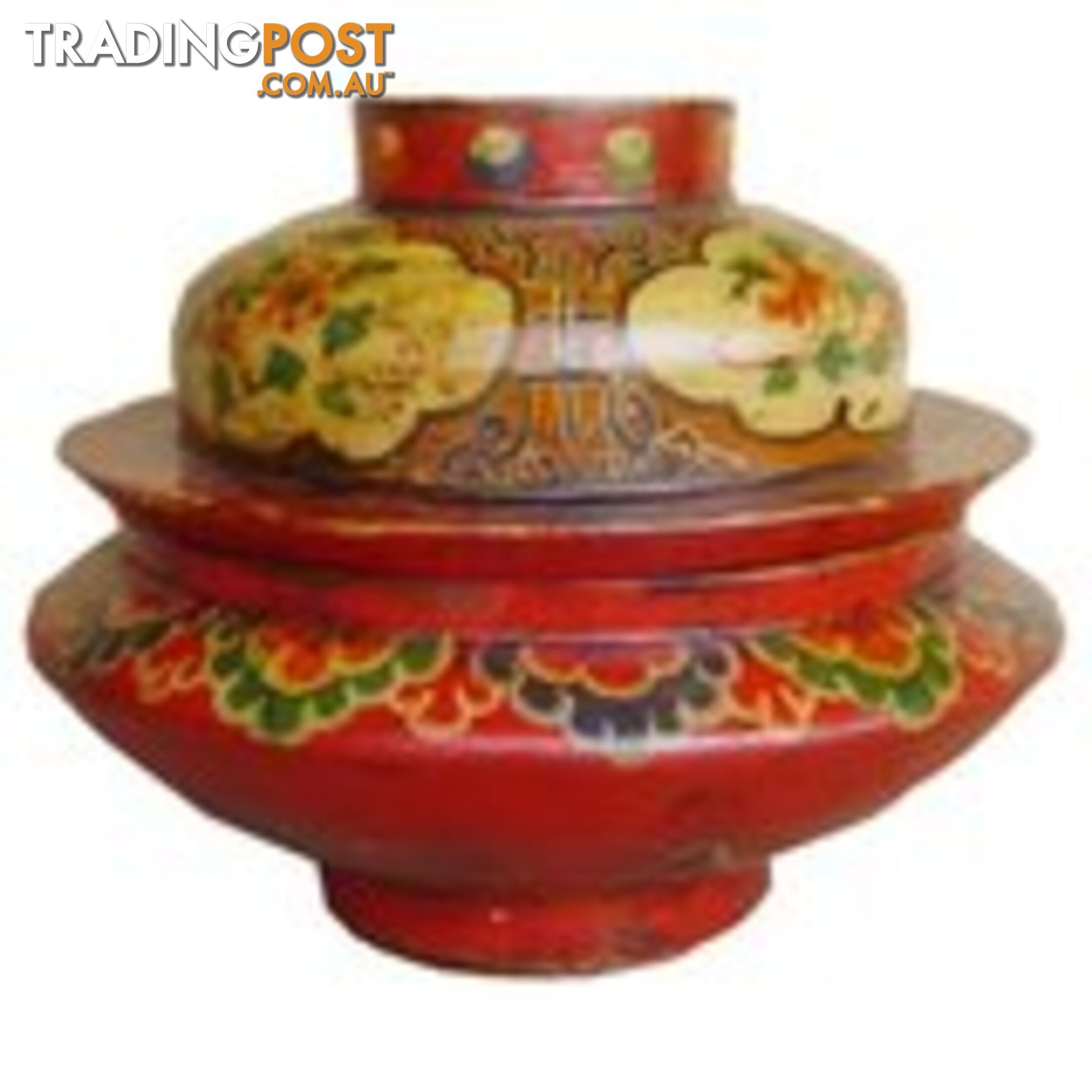 Red Tibetan Wood Decor Box