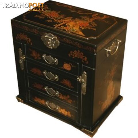 Black Painted Multi Drawers Chinese Jewellery Box - photo 2 of 2