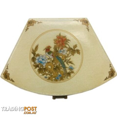 White Bird Painted Fan Shape Asian Box - photo 2 of 2