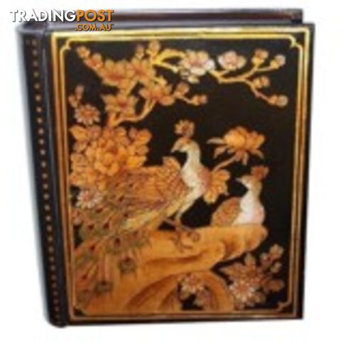 Black Painted Oriental Book Shape Decoration Box with Drawer