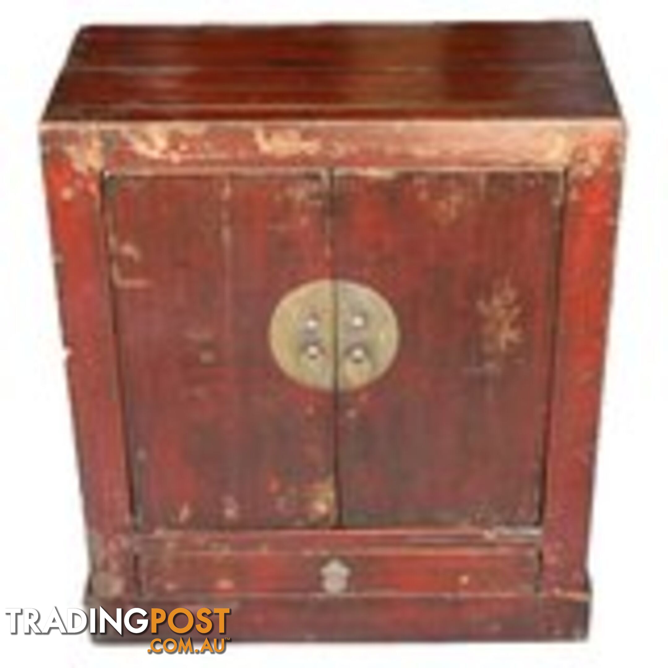 Maroon Chinese Storage Chest with 2 doors 1 Drawer