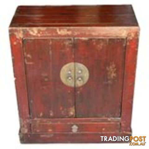 Maroon Chinese Storage Chest with 2 doors 1 Drawer