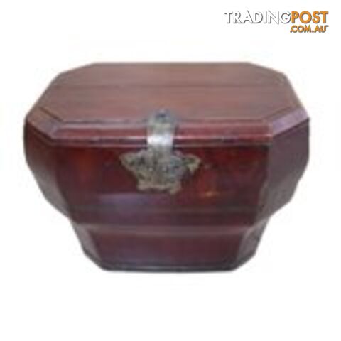 Maroon Chinese Wooden Box with Lid